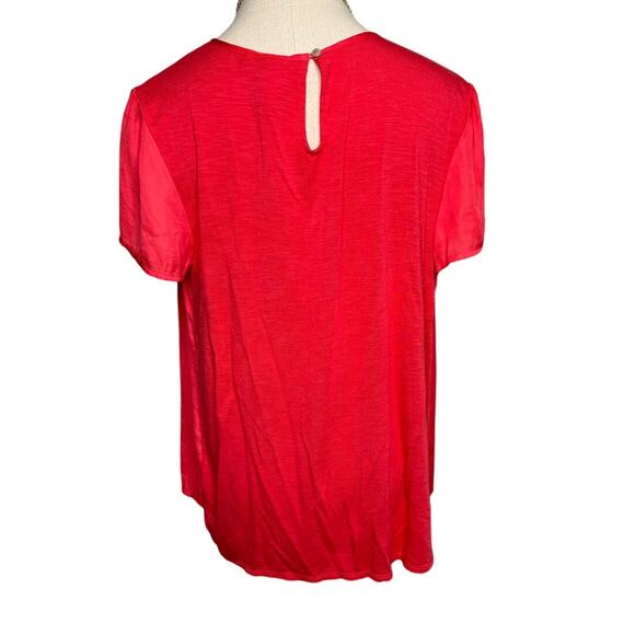 Dolan Anthropologie pleated front silky blouse coral orange pink size medium M - Picture 3 of 5